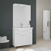 Bodenstehendes Badmöbel Set Mit Hängeschrank, Glänzend Weiss Easy von KIAMAMI VALENTINA