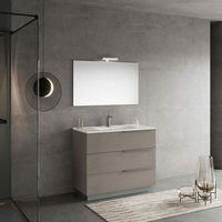 Bodenstehender Badschrank 100Cm Grau Mit Waschbecken, Spiegel 100X60 New York von KIAMAMI VALENTINA