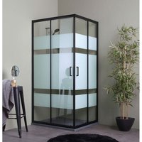 Moderne Duschkabine, 70X90 Cm, Mattschwarze Profile, Glas Mit Querstreifen Dekor City Moderne Duschkabine, 70X90 Cm, Mattschwarze Profile, Glas Mit Querstreifen Dekor City von KIAMAMI VALENTINA