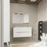 Möbel Set Mit Zwei Auszügen, Waschtisch In Weisser Keramik Und Spiegel Magnolia von KIAMAMI VALENTINA