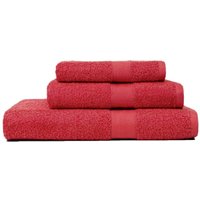 Set 3 Rote Baumwollfrottee-Handtücher Grösse Variabel Teddy von KIAMAMI VALENTINA