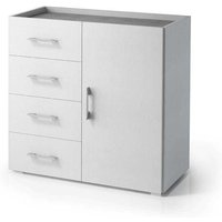 Weisser Schrank Mit Tür Und Schubladen Und Zementgrauem Tablett von KIAMAMI VALENTINA