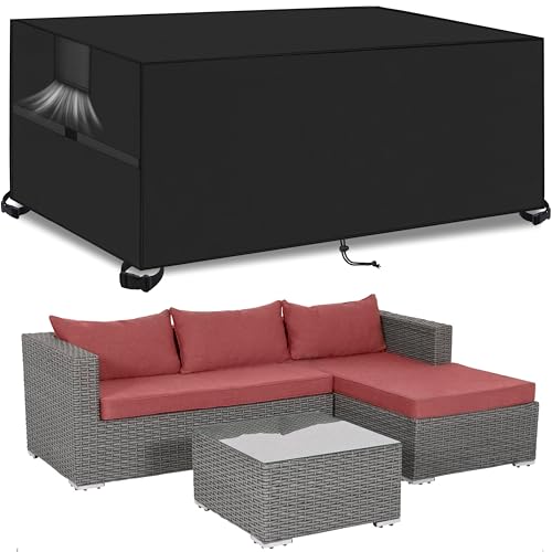 Gartenmöbel Abdeckung Wasserdicht,Anti-UV,200*160*74cm,Schwerlast 420D Oxford Gewebe Abdeckhaube Gartentisch Rechteckig,Wasserdichte Schutzhülle Gartenmöbel,Winterfest Abdeckplane Gartenmöbel von KIAMXNE