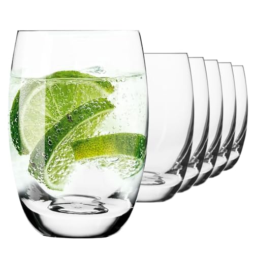 KIAPPO 6er-Set Gläser | Set mit 6 Gläsern Elite Wassergläser | für Wasser und Kaltgetränke Getränke Anlaufschutz-Kristallglas Fassform Spülmaschinenfest 360 ml x 6 Stück von KIAPPO