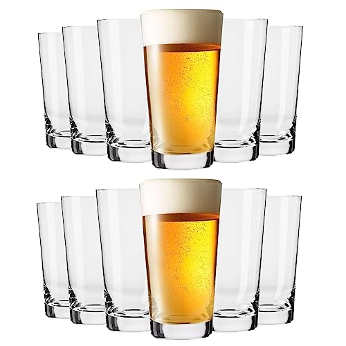 KIAPPO Biergläser Set 590 ml - 12 Stück Gläser Set - Lagerglas - Weizengläser - Kristallgläser - Geschenke für Männer- Spülmaschinenfest - 160 x 87 mm von KIAPPO