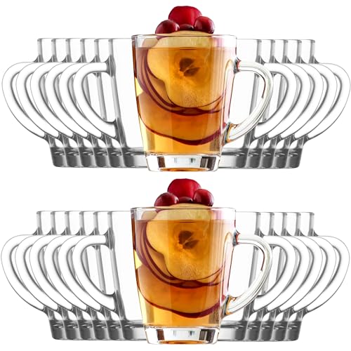 KIAPPO Kaffeegläser Set 250 ml - 24 Stück Gläser - Tee Gläser - Cocktailgläser - Trinkgläser - Latte Macchiato - Hochgläser mit Henkel - 76 x 76 x 100 mm von KIAPPO