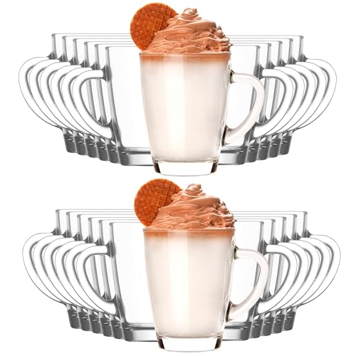 KIAPPO Kaffeegläser Set 300 ml - 24 Stück Gläser - Tee Gläser - Cocktailgläser - Trinkgläser - Latte Macchiato - Hochgläser mit Henkel - 80 x 80 x 106 mm KIAPPO Kaffeegläser Set 300 ml - 24 Stück Gläser - Tee Gläser - Cocktailgläser - Trinkgläser - Latte Macchiato - Hochgläser mit Henkel - 80 x 80 x 106 mm von KIAPPO