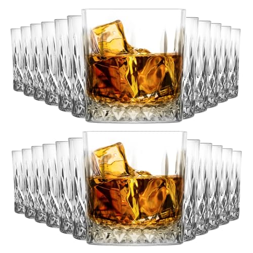 KIAPPO Klassisches Whiskey-Glas Set 300 ml - 24 Stk. Modern Whiskey Glass Whiskyglaeser Rum Gin Cognac Bourbon Wiskey Wisky Glasses Wiskeyglaeser Whiskygläser Wasserglaeser von KIAPPO