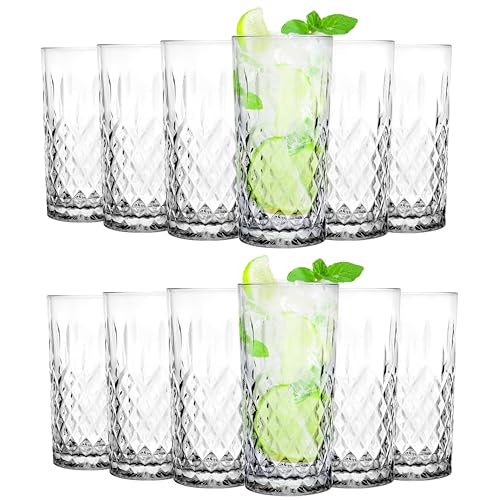 KIAPPO Kristallgläser Set 330 ml - 12 Stück Trinkgläser - Ideal für Longdrinks, Cocktails, Wasser und Saft - Hochwertige Kristallgläser für Zuhause, Restaurants, Partys von KIAPPO