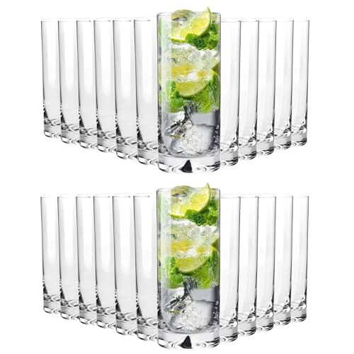 KIAPPO Longdrinkgläser Set 300 ml - 24 Stück Hochwertiges Trinkgläser - Wassergläser - Saftgläser - Cocktailgläser - Kristallglas - Spülmaschinenfest - 148 x 60 mm von KIAPPO