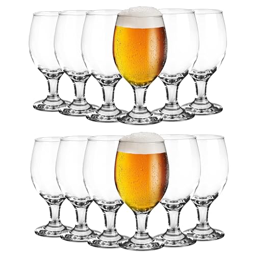 KIAPPO Pokal Biergläser Set 400 ml - 12 Stk. Wassergläser Bierglaeser Bierglas Glas Mit Bier 0.4 Liter Beer Glass Sektgläser Cocktailgläser Trinkgläser Wasserglaeser Sektglaeser von KIAPPO