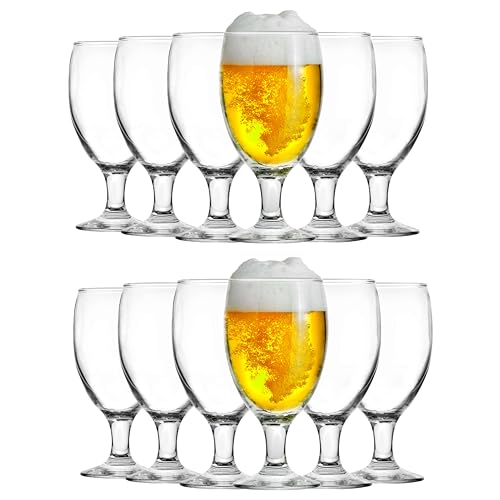 KIAPPO Pokal Biergläser Set 590 ml - 12 Stk. Wassergläser Bierglaeser Bierglas Glas Mit Bier 0.59 Liter Beer Glass Sektgläser Cocktailgläser Trinkgläser Wasserglaeser Sektglaeser von KIAPPO