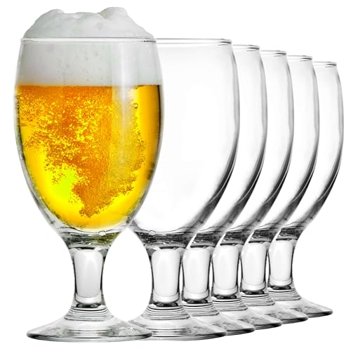 KIAPPO Pokal Biergläser Set 590 ml - 6 Stk. Wassergläser Bierglaeser Bierglas Glas Mit Bier 0.59 Liter Beer Glass Sektgläser Cocktailgläser Trinkgläser Wasserglaeser Sektglaeser von KIAPPO