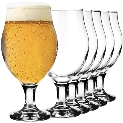 KIAPPO Pokal Tulpenform Biergläser Set 570 ml - 6 Stk. Wassergläser Bierglaeser Bierglas Glas Mit Bier 0.57 Liter Beer Glass Biertulpen Cocktailgläser Trinkgläser Wasserglaeser Sektglaeser von KIAPPO