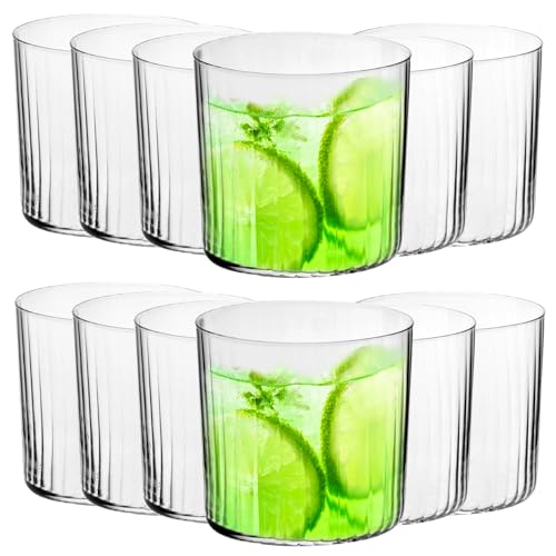 KIAPPO Strukturierte Gläser 410 ML 12 Stk - Cidergläser, Ideal für Getränke, Whiskey, Cocktails - Spülmaschinengeeignet und Hochwertige Trinkgläser von KIAPPO