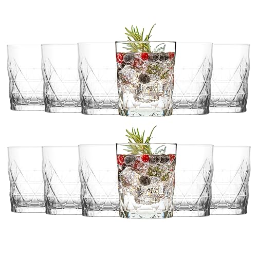 KIAPPO Trinkgläser Set 345 ml - 12 Stück Modern Gläser - Saftgläser - Wassergläser - Sektgläser - Dessertgläser - Spuelmaschinenfest - 102 x 84 mm von KIAPPO