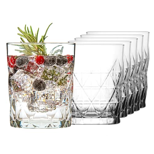 KIAPPO Trinkgläser Set 345 ml - 6 Stk. Modern Saftgläser Gläser Wassergläser Sektgläser Glaeser Trinkglaeser Wasserglaeser Wasserglas Trinkglas Sektglaeser Spuelmaschinenfest Dessertgläser von KIAPPO