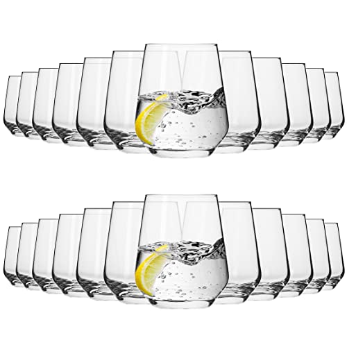KIAPPO Trinkgläser Set 400 ml - 24 Stück Gläsern - Wassergläser - Modernes Design für Wasser und Kalte Getränke - Kristallglas - Spülmaschinenfest von KIAPPO