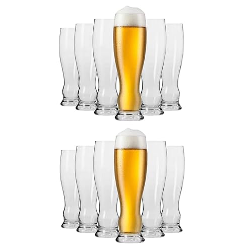 KIAPPO Weizenbiergläser - Gläser & Trinkgeschirr - Gläser Set - Geschenke für Männer - Biergläser - Weizengläser - Weißbierglas - Transparentes Glas - 500ml Weizenbierglas 12x von KIAPPO