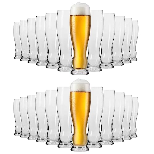 KIAPPO Weizenbiergläser - Gläser & Trinkgeschirr - Gläser Set - Geschenke für Männer - Biergläser - Weizengläser - Weißbierglas - Transparentes Glas - 500ml Weizenbierglas 24x von KIAPPO