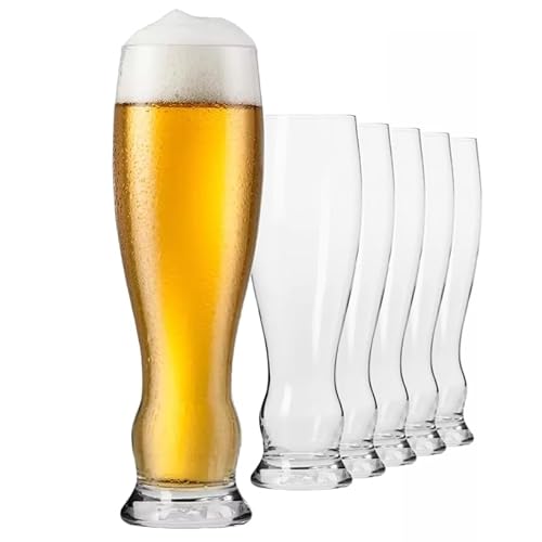 KIAPPO Weizenbiergläser - Gläser & Trinkgeschirr - Gläser Set - Geschenke für Männer - Biergläser - Weizengläser - Weißbierglas - Transparentes Glas - 500ml Weizenbierglas 6x von KIAPPO