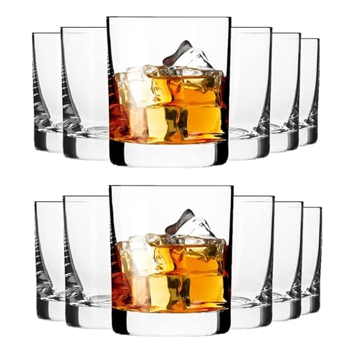 KIAPPO Whiskey Gläser 12er Set - Whisky Tumbler Gläser 300ml - Kristall Trinkgläser für Scotch Bourbon - Cocktailgläser für Partys - Eventgläser - Partyservice Gläser - Spülmaschinenfest von KIAPPO