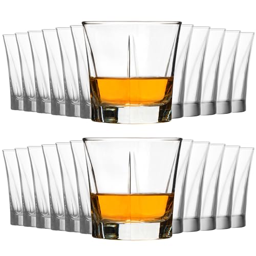 KIAPPO Whiskygläser Set 280 ml - 24 Stück Modern Whiskey Glass - Glasses für Rum Gin Cognac Bourbon - Trinkgläser - Wassergläser - Cocktailgläser für Partys - Eventgläser von KIAPPO