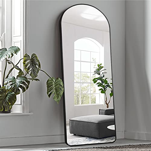 KIAYACI Ganzkörper-Wandspiegel mit Ständer, gewölbter Stil, für Schlafzimmer, Ankleide-Spiegel, Ganzkörper-Wandspiegel (schwarz, 165,1 x 55,9 cm), 65" x 22" von KIAYACI