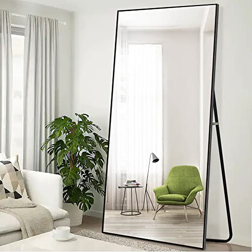KIAYACI Ganzkörperspiegel, übergroßer Bodenspiegel mit Ständer, Schlafzimmer, Ankleidespiegel, Ganzkörper-Wandspiegel (schwarz, 180,3 x 81,3 cm) von KIAYACI