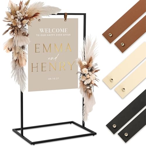 Eleganter Hochzeits-Willkommensschilder-Ständer – stabiler "Welcome to Our Wedding Sign Holder for Seating Charts & Event Decor" – Eine schöne schwarze Metall-Staffelei, um Gäste willkommen zu heißen von KIBAGA