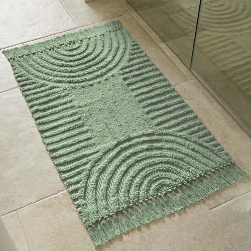 KIBAGA Schöner Boho-Teppich mit Quasten für Ihr Badezimmer – weicher Baumwollteppich passt perfekt in Ihre Badewanne, waschbar, rutschfest, ideal zur Verschönerung jeder modernen Wohnkultur, 61 x 91,4 KIBAGA Schöner Boho-Teppich mit Quasten für Ihr Badezimmer – weicher Baumwollteppich passt perfekt in Ihre Badewanne, waschbar, rutschfest, ideal zur Verschönerung jeder modernen Wohnkultur, 61 x 91,4 von KIBAGA