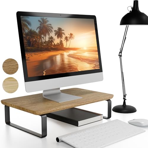 Schöner Monitorständer aus Holz für den Schreibtisch – stabiler Ständer hebt Ihren Monitor auf das perfekte ergonomische Niveau – schlankes und funktionales Computer-/Laptop-Rack-Design erhöht jeden Schöner Monitorständer aus Holz für den Schreibtisch – stabiler Ständer hebt Ihren Monitor auf das perfekte ergonomische Niveau – schlankes und funktionales Computer-/Laptop-Rack-Design erhöht jeden von KIBAGA