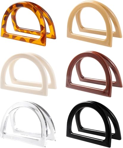 KIBBEH 12 Stück Taschengriffe Ersatz, D-förmige Leopardenmuster Griffe für Handgemachte Strandtaschen, Häkeltaschen, Strohtaschen - 6 Farben von KIBBEH