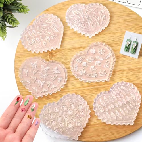 KIBBEH 6 Stück Frühlings-Modelliermasse-Silikonformen-Set – professionelle Blumen- und Schmetterlingsohrformen für Schmuckherstellung, ofenfeste, wiederverwendbare Bastelwerkzeuge mit ultraflexiblem KIBBEH 6 Stück Frühlings-Modelliermasse-Silikonformen-Set – professionelle Blumen- und Schmetterlingsohrformen für Schmuckherstellung, ofenfeste, wiederverwendbare Bastelwerkzeuge mit ultraflexiblem von KIBBEH