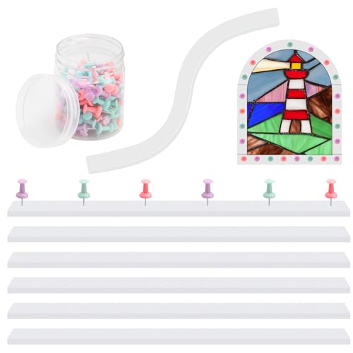 KIBBEH Buntglas Starter Silikon Positioniersystem mit 50 Stecknadeln – 30 cm Flexibles Buntglas Werkzeug für präzise Glasbearbeitung, Schnittfest & Wiederverwendbar von KIBBEH