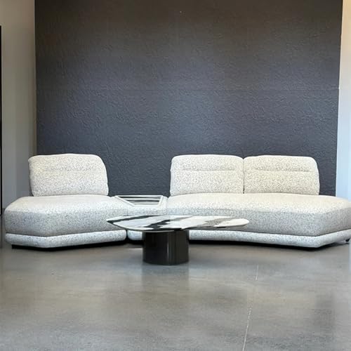 KIBONCY 147 '' Extra Großes Schnittsofa Weicher Stoff Polster, Keine Baugruppe Erforderte Eine Halbmond -Couch Mit Tiefen Sitz, Marmor -Beistelltisch A von KIBONCY