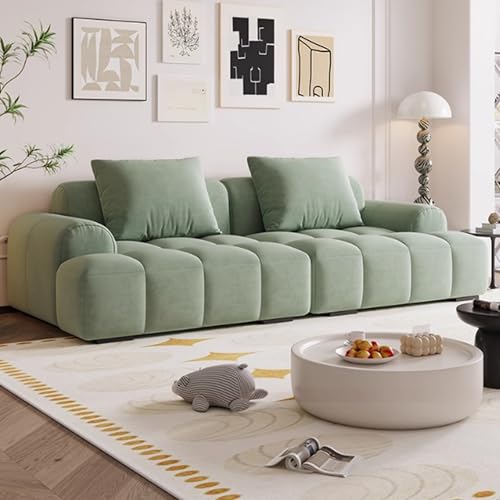 KIBONCY Kleine Couch für das Schlafzimmer, Mid-Century Modern Couch, Bequeme Couch mit Federkissen Green-2.8m von KIBONCY