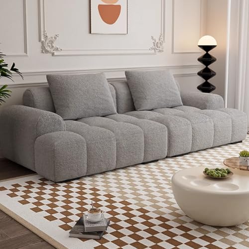 KIBONCY Kleine Couch für das Schlafzimmer, Mid-Century Modern Couch, Bequeme Couch mit Federkissen Light Gray-1.8m von KIBONCY