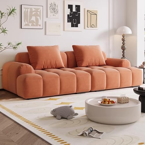 KIBONCY Kleine Couch für das Schlafzimmer, Mid-Century Modern Couch, Bequeme Couch mit Federkissen orange1-2.8m KIBONCY Kleine Couch für das Schlafzimmer, Mid-Century Modern Couch, Bequeme Couch mit Federkissen orange1-2.8m von KIBONCY