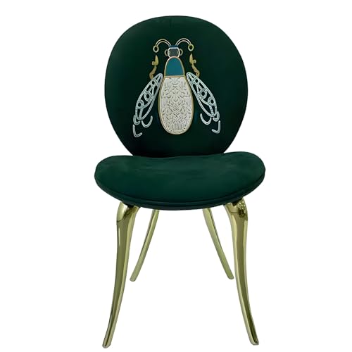 KIBONCY Mid-Century Esszimmerstuhl, Löwenkopf mit Rückenlehne, Messingbeine, moderner Akzentstuhl, für Wohnzimmer, Esszimmer A von KIBONCY