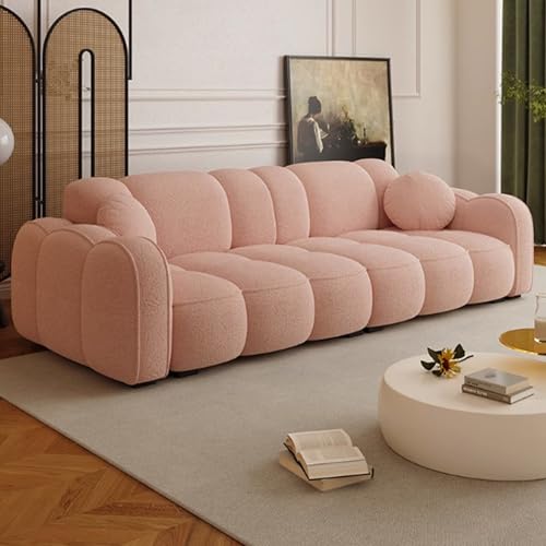 KIBONCY Mid-Century Modern Couch, Bequeme Couch mit Federkissen, einfache Montage kleines 2-Sitzer-Sofa, perfekt für Wohnzimmer oder Schlafzimmer Pink-2.6m KIBONCY Mid-Century Modern Couch, Bequeme Couch mit Federkissen, einfache Montage kleines 2-Sitzer-Sofa, perfekt für Wohnzimmer oder Schlafzimmer Pink-2.6m von KIBONCY