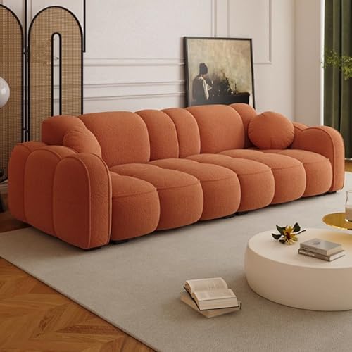 KIBONCY Mid-Century Modern Couch, Bequeme Couch mit Federkissen, einfache Montage kleines 2-Sitzer-Sofa, perfekt für Wohnzimmer oder Schlafzimmer orange-1.2m KIBONCY Mid-Century Modern Couch, Bequeme Couch mit Federkissen, einfache Montage kleines 2-Sitzer-Sofa, perfekt für Wohnzimmer oder Schlafzimmer orange-1.2m von KIBONCY