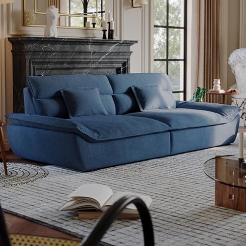 KIBONCY Mid-Century Modern Couch, Sofa mit bequemem Sitzkissen, einfache Montage kleines 2-Sitzer-Sofa, Schnittsofa für jeden Aufenthaltsraum, Spielzimmer oder Schlafsaal Blue-2.4m von KIBONCY