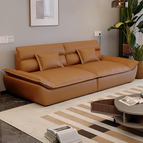 KIBONCY Mid-Century Modern Couch, Sofa mit bequemem Sitzkissen, einfache Montage kleines 2-Sitzer-Sofa, Schnittsofa für jeden Aufenthaltsraum, Spielzimmer oder Schlafsaal Brown 1-1.2m von KIBONCY