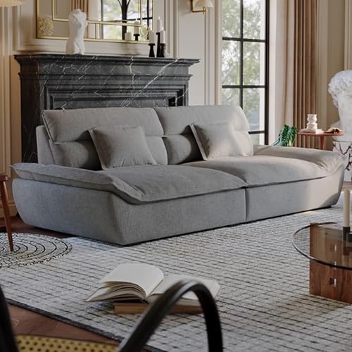KIBONCY Mid-Century Modern Couch, Sofa mit bequemem Sitzkissen, einfache Montage kleines 2-Sitzer-Sofa, Schnittsofa für jeden Aufenthaltsraum, Spielzimmer oder Schlafsaal Light Gray-1.2m von KIBONCY