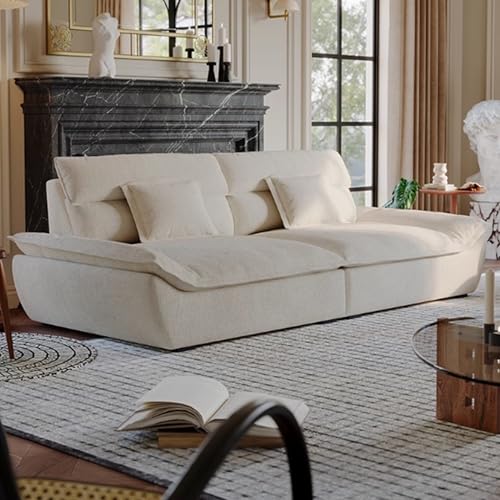 KIBONCY Mid-Century Modern Couch, Sofa mit bequemem Sitzkissen, einfache Montage kleines 2-Sitzer-Sofa, Schnittsofa für jeden Aufenthaltsraum, Spielzimmer oder Schlafsaal Off White-2.1m von KIBONCY