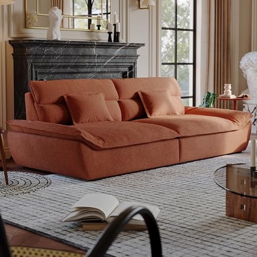 KIBONCY Mid-Century Modern Couch, Sofa mit bequemem Sitzkissen, einfache Montage kleines 2-Sitzer-Sofa, Schnittsofa für jeden Aufenthaltsraum, Spielzimmer oder Schlafsaal orange-2.8m von KIBONCY