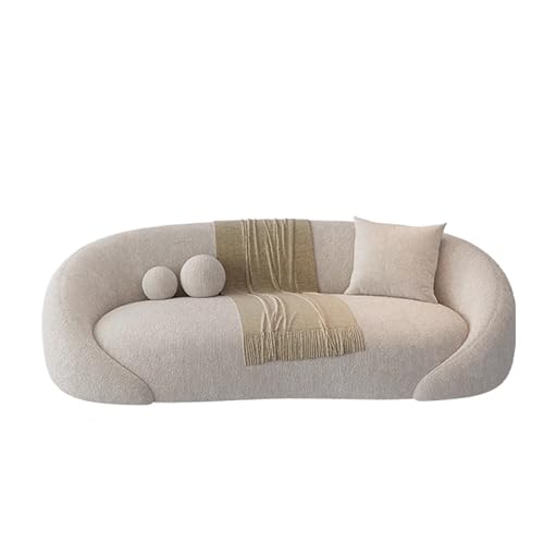 KIBONCY Moderne Mehrsitz-Tisch- und Stuhlsätze, Mid-Century-geschwungenes Sofa, Warme Wohnzimmermöbelsets, Polstercouch mit Holzrahmen 1.7mA von KIBONCY