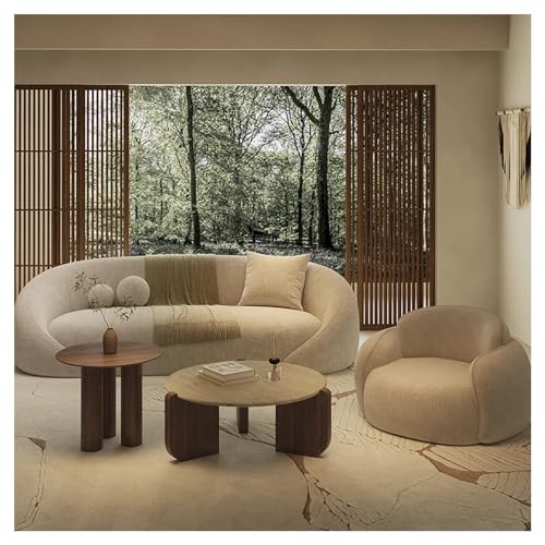 KIBONCY Moderne Mehrsitz-Tisch- und Stuhlsätze, Mid-Century-geschwungenes Sofa, Warme Wohnzimmermöbelsets, Polstercouch mit Holzrahmen 2.1mB von KIBONCY