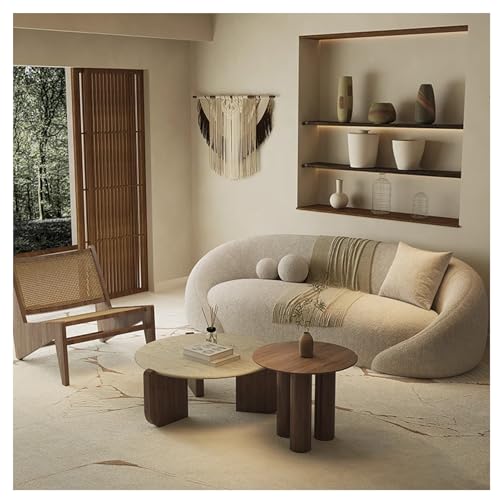 KIBONCY Moderne Mehrsitz-Tisch- und Stuhlsätze, Mid-Century-geschwungenes Sofa, Warme Wohnzimmermöbelsets, Polstercouch mit Holzrahmen 2.1mE von KIBONCY